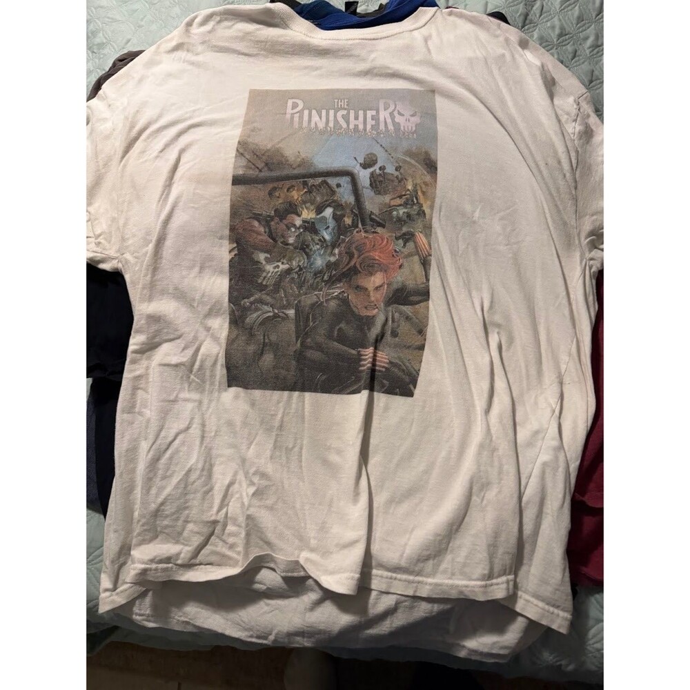 Marvel The Punisher Comic Panel Graphic T-Shirt White 4XL 100% Cotton